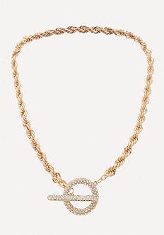 Bebe Rope Chain Toggle Necklace