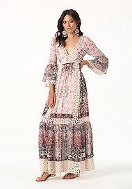 Bebe Petite Lace Trim Maxi Dress