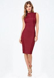 Bebe Curve Lace Panel Midi Dress
