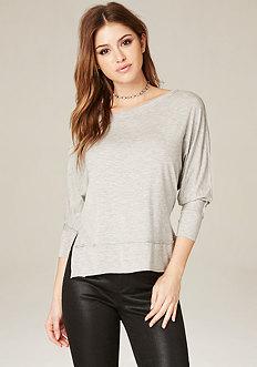 Bebe Heathered Hi-lo Top