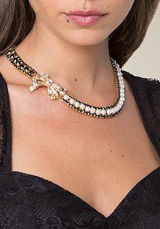 Bebe Faux Pearl Bow Necklace