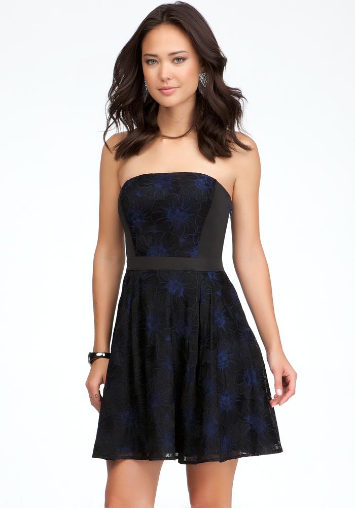 Contrast Floral Fit & Flare Dress