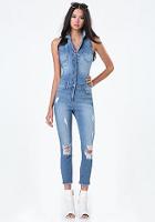 Bebe Denim Crop Flight Suit