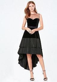 Bebe Dramatic Velvet Hi-lo Dress