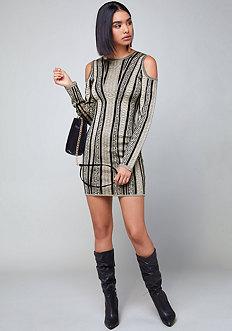 Bebe Tribal Stripe Sweater Dress