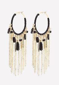 Bebe Fringe Yarn Hoop Earrings