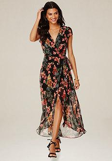 Bebe Print Wrap Maxi Dress