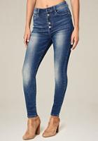 Bebe Front Button Skinny Jeans