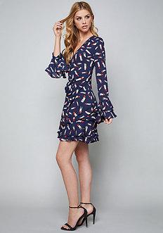 Bebe Denise Rufffled Wrap Dress