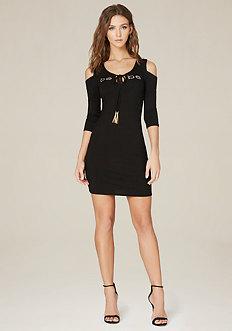 Bebe Logo Annie Shoulder Dress