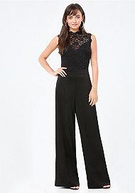 Bebe Lace Mock Neck Jumpsuit