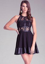 Bebe Fit & Flare T-strap Dress