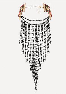 Bebe Fringe Embroidered Choker