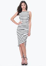 Bebe Striped Asymmetric Dress