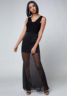 Bebe Contrast Skirt Maxi Dress