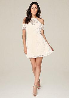Bebe Kylie Lace Flared Dress