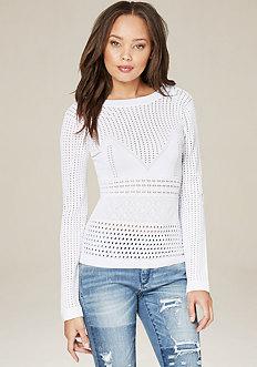 Bebe Mix Pointelle Sweater Top