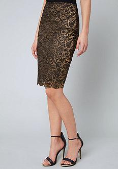 Bebe Gold Foil Lace Skirt