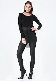 Bebe Chiffon Detail Ribbed Tunic
