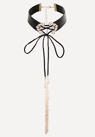 Bebe Lace Up Filigree Choker