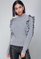 Bebe Ruffled Turtleneck Sweater