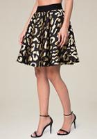 Bebe Gold Leopard Jacquard Skirt
