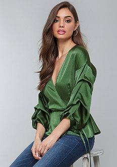 Bebe Tuck Sleeve Blouse