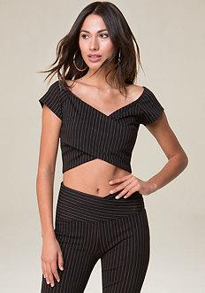 Bebe Pinstripe Crop Top