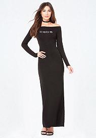 Bebe Logo Shoulder Maxi Dress