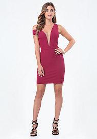 Bebe Deep V Off Shoulder Dress