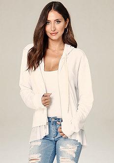 Bebe Mesh Ruffle Hoodie
