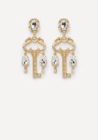Bebe Crystal Key Drop Earrings