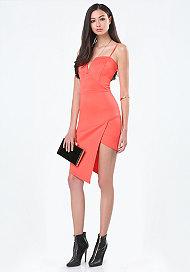 Bebe Scuba Asymmetric Hem Dress