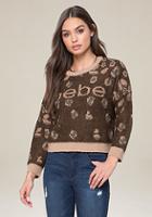 Bebe Logo Leopard Sweater