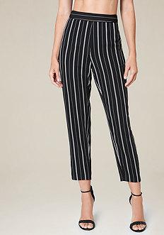 Bebe Striped Tapered Leg Pants