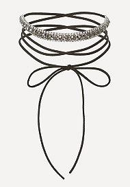 Bebe Crystal & Velvet Tie Choker