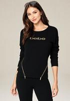 Bebe Logo Zip Moto Sweatshirt