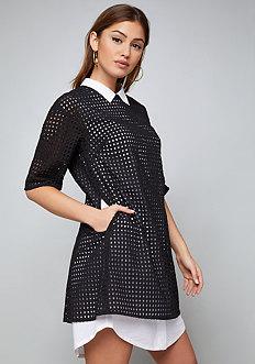 Bebe Eyelet Overlay Shirtdress