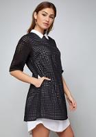 Bebe Eyelet Overlay Shirtdress