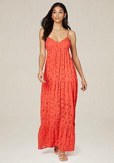 Bebe Lace Tiered Maxi Dress