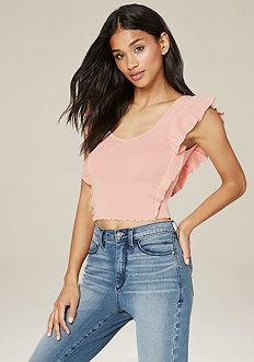 Bebe Ruffle Pinafore Crop Top