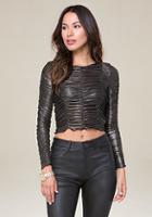 Bebe Foil Knit Ruched Top