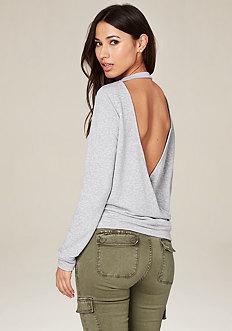 Bebe Open Back Surplice Top