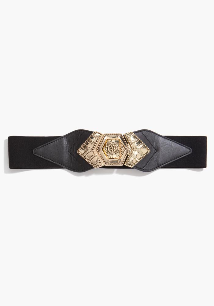 Leatherette & Metal Stretch Belt