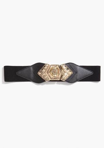Leatherette & Metal Stretch Belt