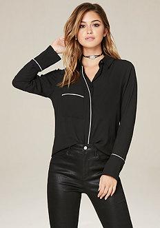 Bebe Piped Pj Top