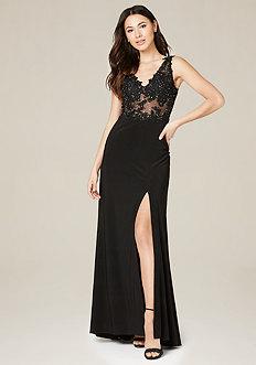 Bebe Desi Lace Applique Gown