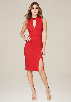 Bebe Hanna Front Slit Midi Dress