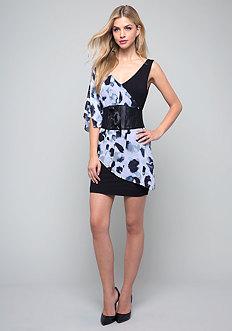 Bebe Asymmetric Flutter Dress