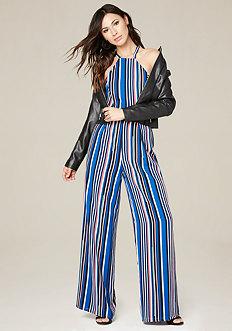 Bebe Striped Wide Leg Jumpsuit